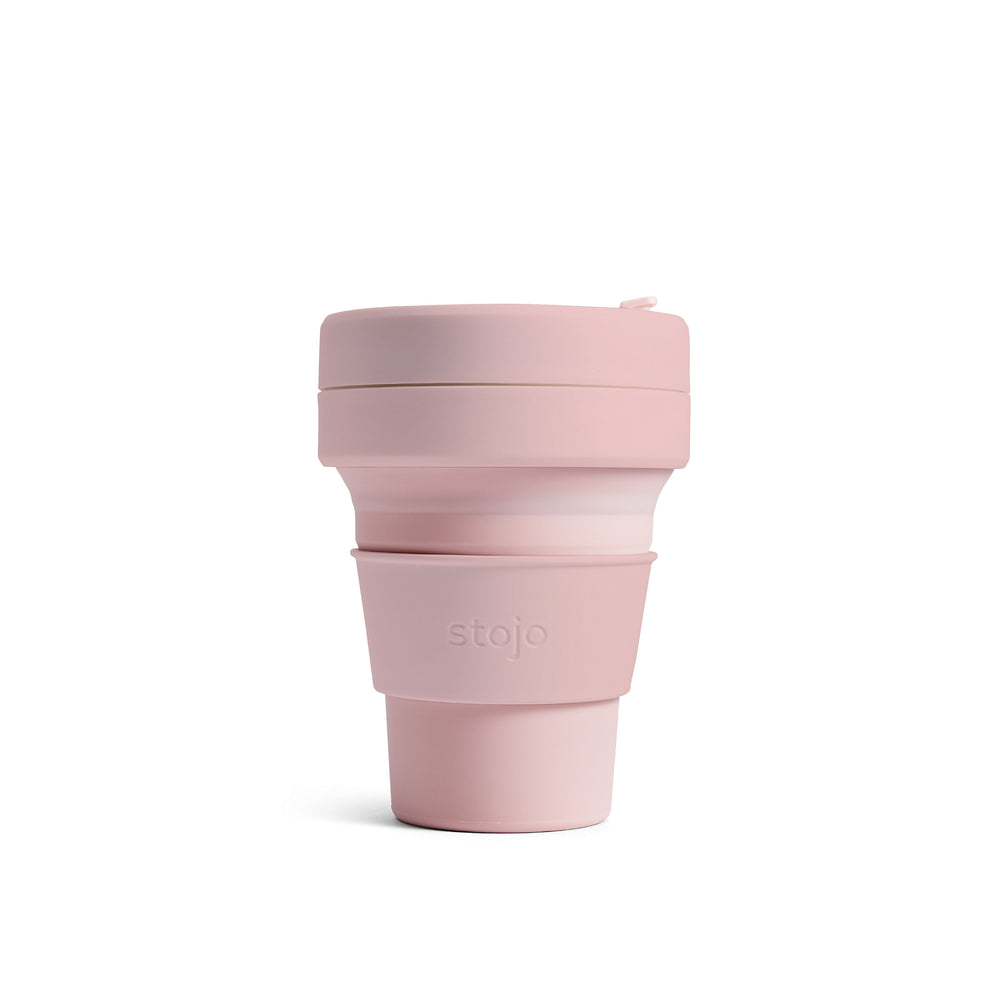 Stojo collapsible 335ml travel cup in carnation pink