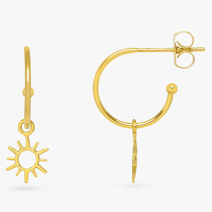 Sun Hoop Earrings In Gold