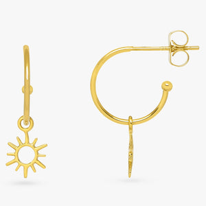 Sun Hoop Earrings In Gold