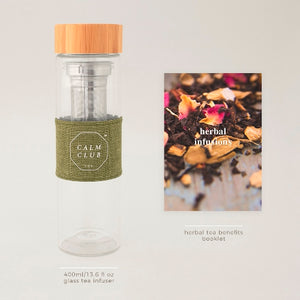 
            
                Load image into Gallery viewer, Tea infuser bottle portable travel on the go in glass and bamboo
            
        