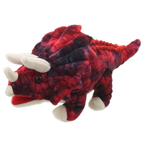 Red Triceratops Dinosaur Puppet Baby Dino Soft Toy