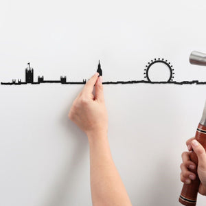 The Line Wall Art Decoration London Skyline Large in Black Steel