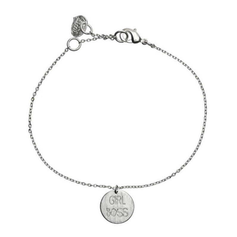 Bracelet with 'Girl Boss' charm in silver