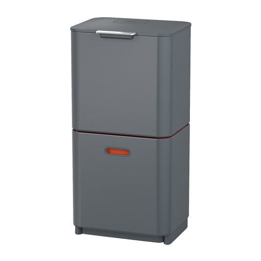 Bin Totem 60 Litre Recycle and Waste in Dark Grey and Red