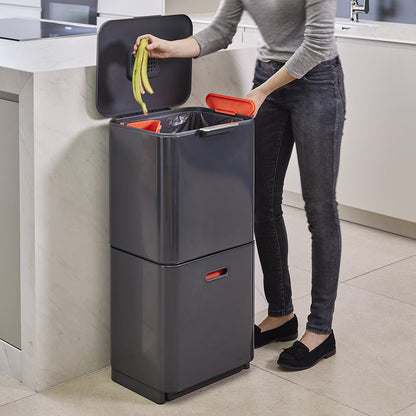 Bin Totem 60 Litre Recycle and Waste in Dark Grey and Red