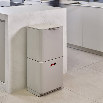 Bin Totem 60 Litre Recycle and Waste in Stone Grey and Red