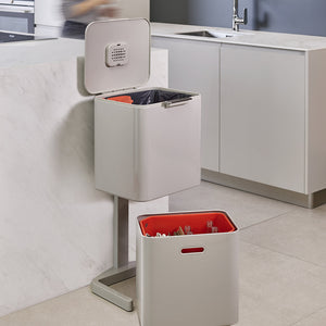 Bin Totem 60 Litre Recycle and Waste in Stone Grey and Red