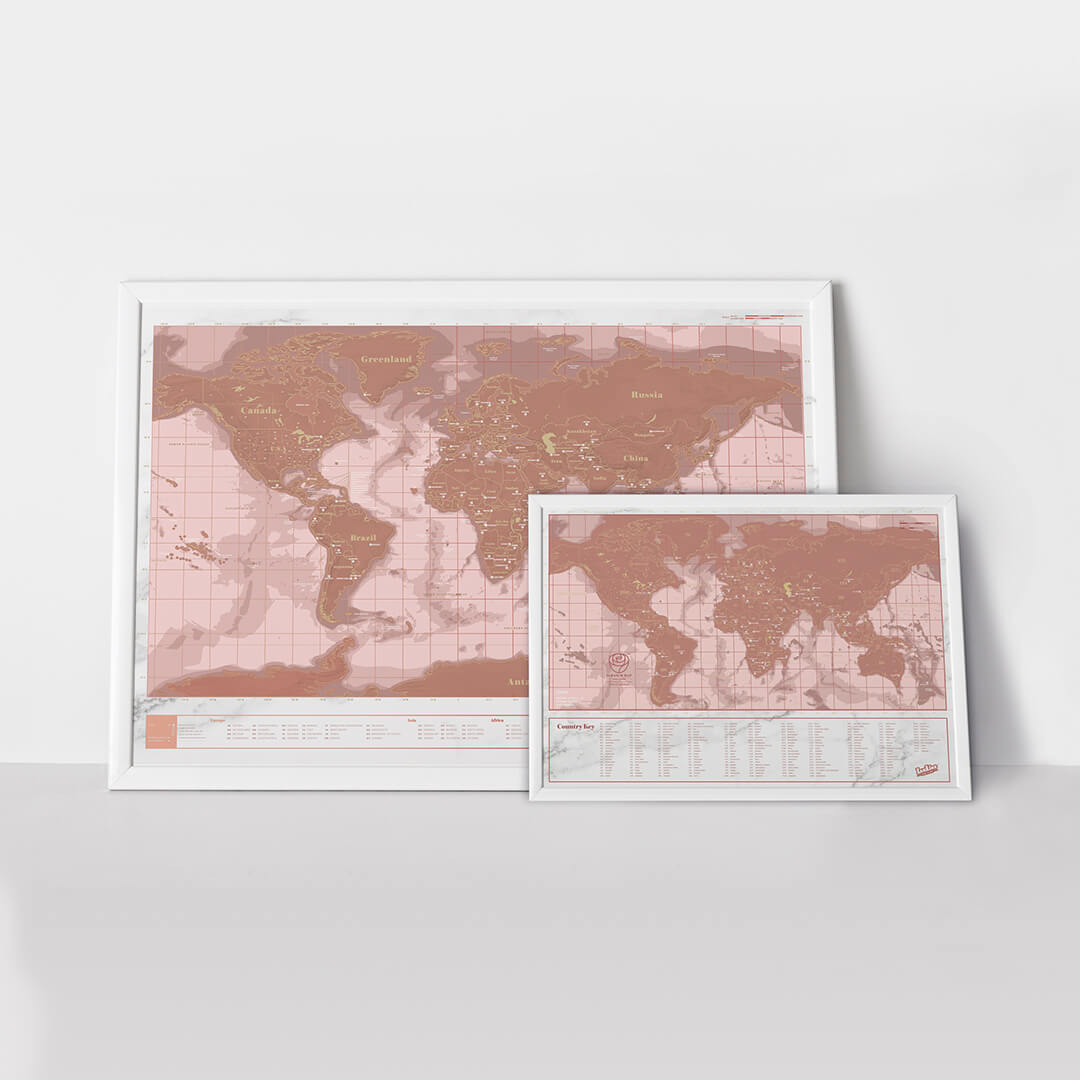 Rose gold mini scratch map travel