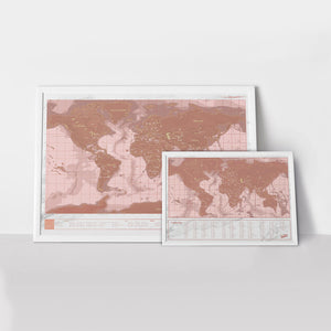 Rose gold mini scratch map travel