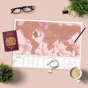 Rose gold mini scratch map travel