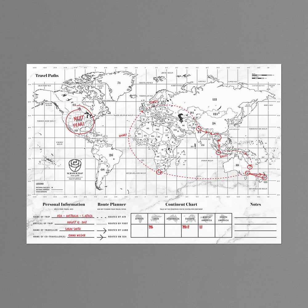 Rose gold mini scratch map travel