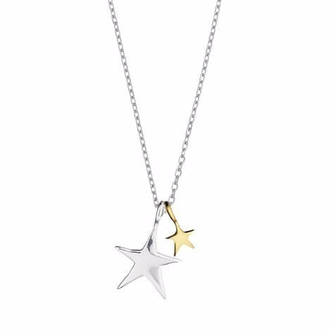 Necklace with hand-drawn stars in gold and silver