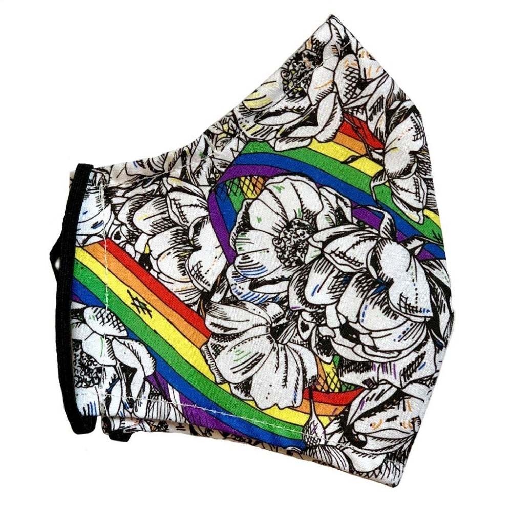 Face Mask Rainbows & Roses Fitted