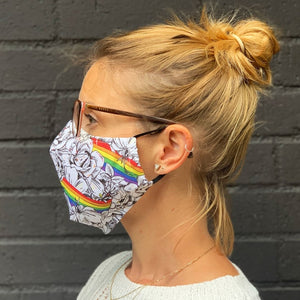 Face Mask Rainbows & Roses Fitted