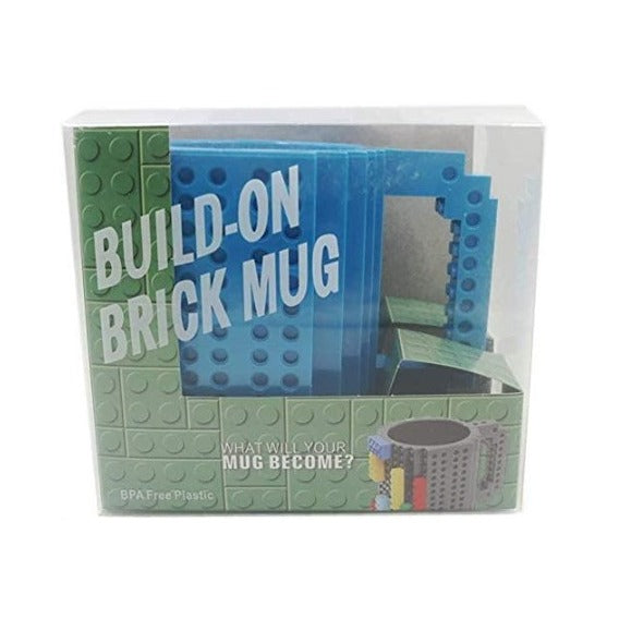 Coffee Mug with Building Blocks Build-on Brick Blue