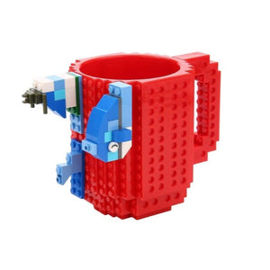 Coffee Mug with Building Blocks Build-on Brick Red