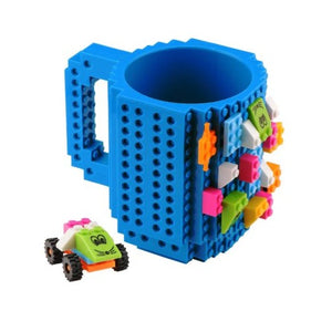 Coffee Mug with Building Blocks Build-on Brick Blue