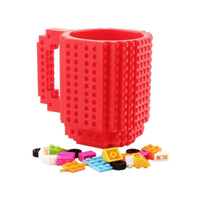 Coffee Mug with Building Blocks Build-on Brick Red