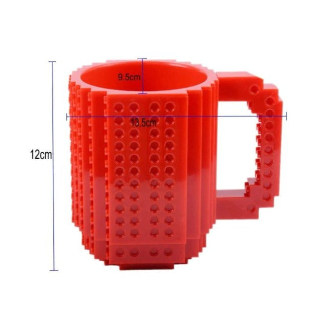 Coffee Mug with Building Blocks Build-on Brick Red