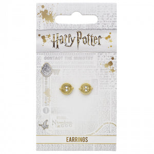 Stud Earrings Badge Time Turner Harry Potter Golden