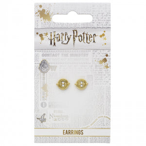 Stud Earrings Badge Time Turner Harry Potter Golden