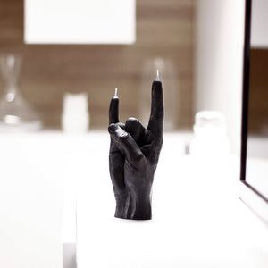 Handmade Candle Hand 'You Rock' Black