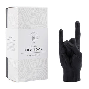 Handmade Candle Hand 'You Rock' Black