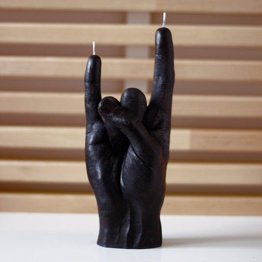 Handmade Candle Hand 'You Rock' Black
